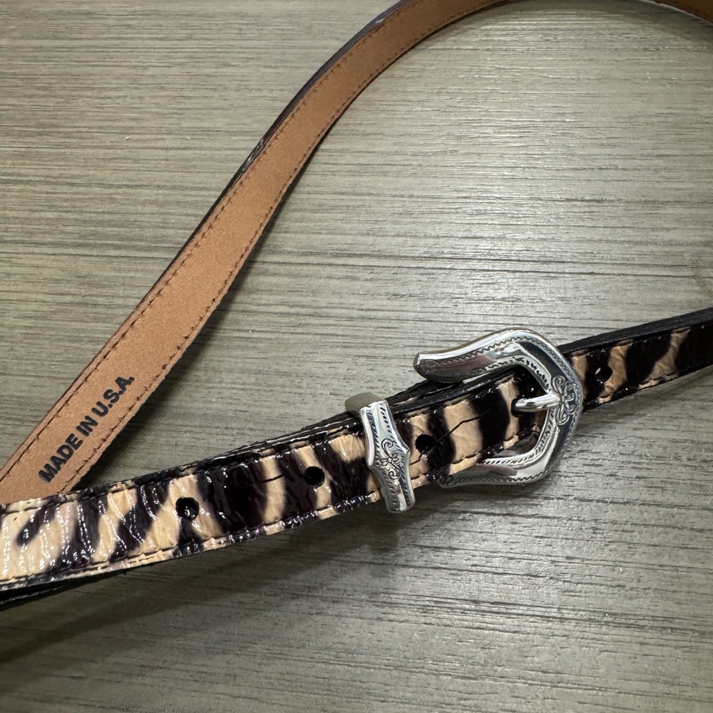 Brighton Black and Tan Leopard Belt with Engraved Silver Buckle - Picture 4 of 7